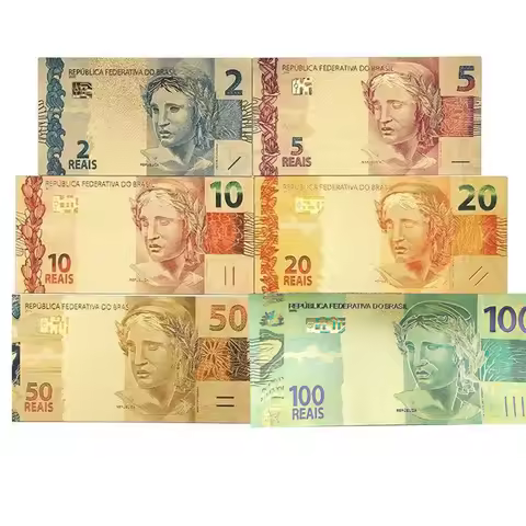6pcs/Set Brazil Plastic Playing Money 100R$ Reais Notes BRL Banknotes Props Crafts for Christmas Dec