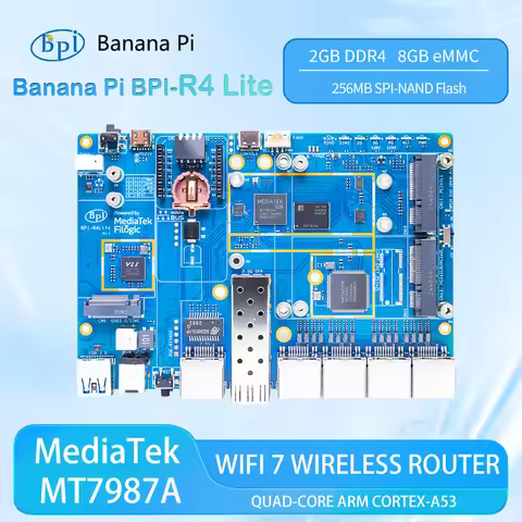 Banana Pi BPI-R4 Lite MediaTek MT7987A 2GB DDR4 8GB eMMC 256MB SPI-NAND Smart Router Home Automation