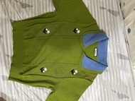 KUOSE藍綠撞色小花短袖收腰針織衫