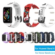 Camouflage Silicone Watch Band Strap For Huawei band 6 pro Honor Band 6 7 Wristband