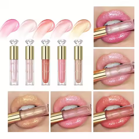 Shiny lip gloss, sparkling crystal, water-permeable and long-lasting color rendering, light and rich