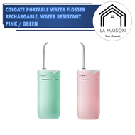 Colgate Portable Water Flosser Rechargeable, Water Resistant, Pink/Green