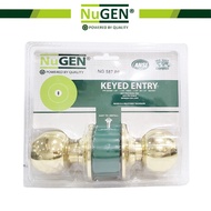 Nugen Lockset 587 Polished Brass Door Knob W/ 3 Keys Door Locks