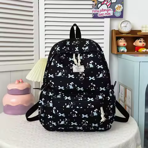Sweet Kuromi Cartoon Animal Pattern Girl's Backpack Lightweight Nylon Large Capacity Student Double 