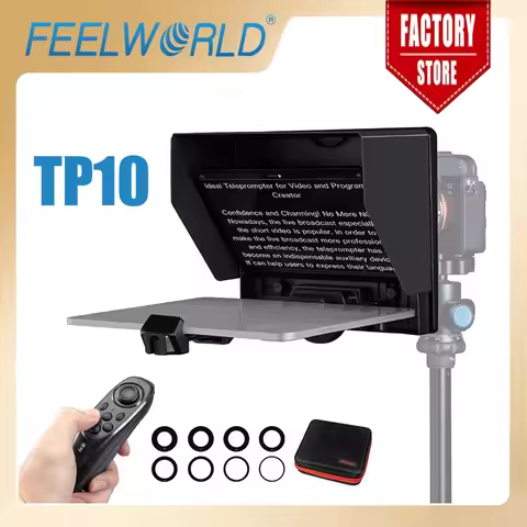 FEELWORLD TP10 Teleprompter for iPad Tablet DSLR Camera Smartphone Shooting Compatible with iOS/And 