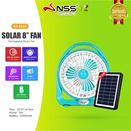 NSS 8 INCH Solar electric fan rechargeable Solar Electric Fan with solar panel Desk Fan Portable Min