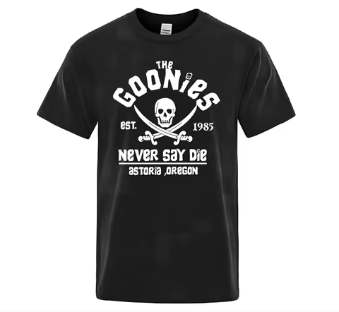 Hip Hop T-shirt Men's and Women's Oregon Pirate Flag Never Say Die Astoria Casual T-shirt Cotton Bre