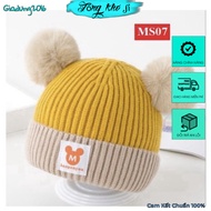 WOMAN HAT WITH SCARF, WOMAN HAT WITH 2 COTTON BALLS, PRETTY FOR BOYS AND GIRLS