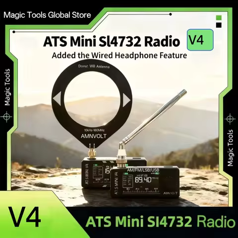 AMNVOLT V4B ATS MINI SI4732 Radio ALL Band DSP Radio FM AM SSB LSB USB Receiver with Added the Wired