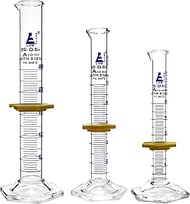 Measuring Cylinders 3 Piece Set - ASTM, Class A - 5ml, 10ml & 25ml - Protective Collars, Hexagonal B