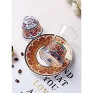 Tea Cup E18 Blue Gold Turkish Style Exotic Coffee Set Cup Saucer 444Z Wholesale Cup Scented Tea Roma