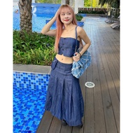 Aiko Set - Set Tube Top + Chân Váy Xếp Ly chất liệu giả Jean Remmus