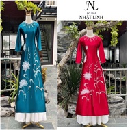 Silk ao dai, traditional ao dai with stone bamboo embellishments, size 40 - 76kg