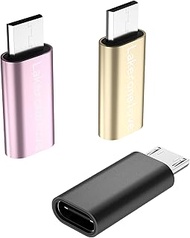 Adapter USB C to Micro USB 3 Pack, USB Type C (Female) to Micro-USB (Male) Adapter Supports Charging
