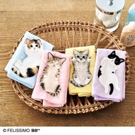 Felissimo貓部 肚子朝天的小貓毛巾 100%Cotton 純棉 方形手帕 手巾仔 