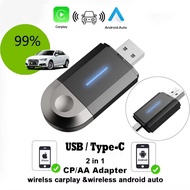 2 in 1 USB Type C Wireless CarPlay Android Auto Apple Carplay Adapter Mini AI Box Plug And Play WiFi