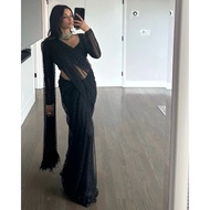 Designer Saree on Soft Net Febric With Sequnce work & Fancy Lace and Blouse on also Soft net Febric 