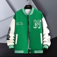 Varsity BASEBALL JACKET PREMIUM JUMBO JACKET MEN WOMEN FLEECE BUTTONS INITIAL N SIZE S M L XL 2XL 3X
