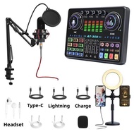 V8 Sound Card + BM800 Mic Set Condenser Microphone Live Sound Card Bluetooth Audio Interface Studio