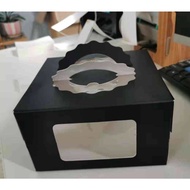 10pcs 7 Inch Black Cake Box With Handle & Window Transparent Cheese Cake Box Pastry Birthday Cake Bo