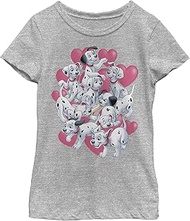 Fifth Sun Little, Big 101 Dalmations Dalmatian Group Valentines Girls Short Sleeve Tee Shirt, Athlet