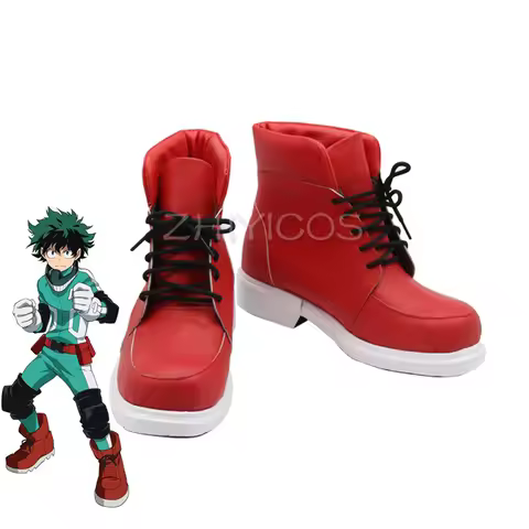 New My Hero Academia Izuku Midoriya Cosplay Shoes My Hero Academia Cosplay Boots Lace-up PU Leather 