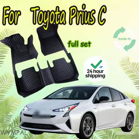 LUXURY Car Floor Mats For Toyota Prius C Aqua NHP10 2012~ 2019 Carpets Rugs Luxury Leather Mat Rugs 
