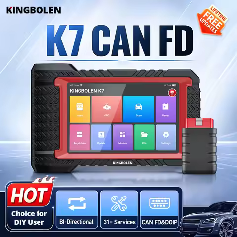 Kingbolen K7 CAN FD Car Diagnostic Tool Automotive Code Reader Bidirectional Scan Tool 31+ Resets, C