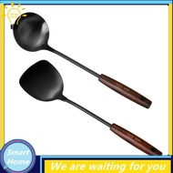 [Hmou] Wok Spatula and Ladle Skimmer Ladle Tool Set 14 Inches Spatula for Wok, 304 Stainless Steel Wok Spatula 1Set