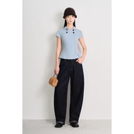 LIBÉ WORKSHOP - Straight blue short-sleeved shirt 7572