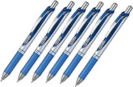Pentel EnerGel Deluxe RTX Retractable Liquid Gel Pen, 0.7mm Medium Line, Metal Tip, Blue, Pack of 6
