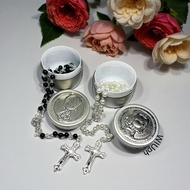 Children’s Catholic Rosary Gift Set with Keepsake Tin – First Communion, Baptism & Confirmation