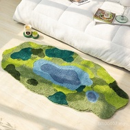 Ins Same Style Bedside Blanket Nordic Bedroom ins Style Living Room Room Moss Carpet Green Plant Flo
