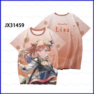 new5 BanG Dream Rinko Shirokane Yukina Minato Cosplay cloth 3D summer T-shirt Anime Short Sleeve Top