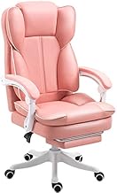 Office Chair Ergonomic Executive Chairs with Footrest,Leather Computer Chairs,Double-layer Thickened Headrest and Padding,Comfortable Reclining Boss Chair (Color : Yellow) (Pink) hopeful