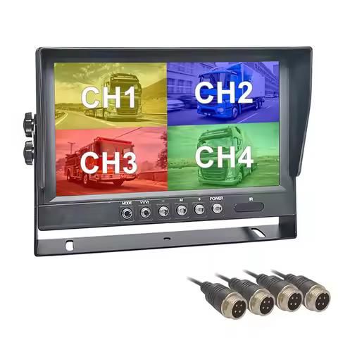 DIYKIT 9“ TFT LCD 4CH CVBS Display Backup Rear View Car Monitor for Truck Bus Reversing Car Camera