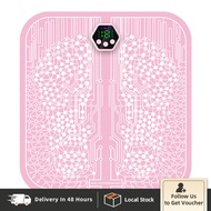 HANNEA Foot Massager EMS Portable Wireless Rechargeable Massager Pad 6 Modes 19 Strength Levels Pink