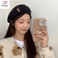 Bear Beret, Women's Beret, Vintage Fashion Hat Made of Thick Fabric (HATSTORE)