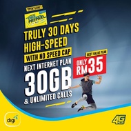 Digi Prepaid NEXT Unlimited Calls High Speed Data 40GB | 30GB | 15GB Pre Month FULLY High Speed