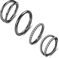 4PCS 316L Surgical Steel Double Hoop Nose Rings Hypoallergenic Earring Hoops for CZ Cartilage Helix 