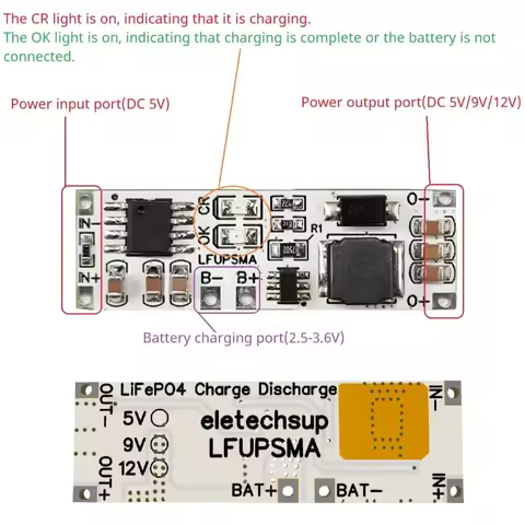 5V 9V 12V DC DC Boost Converter 32140 32700 18650 3.6V Charger Board 2 IN 1 3.2V LiFePO4 Battery Cha