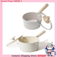 CAROTE Single Handle Pot with Lid IH Compatible Milk Pan/Saucepan Marble Coating Gray COSY Japan Kit