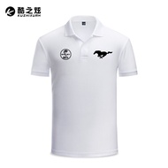 เสื้อโปโลแขนสั้นทรงปกติสำหรับใส่ทำงาน Ford Shelby Mustang สำหรับผู้ชายในช่วงฤดูร้อน เสื้อยืดคอโปโลลำ