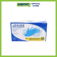 ASSURE Blue Soft Nitrile Powder-Free Gloves Size M - By Medic Drugstore