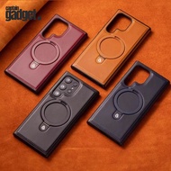 Magsafe Bracket Case Samsung S22 S23 S24 S25 FE Ultra Plus Magsafe Leather Magnetic Bracket Phone Ca