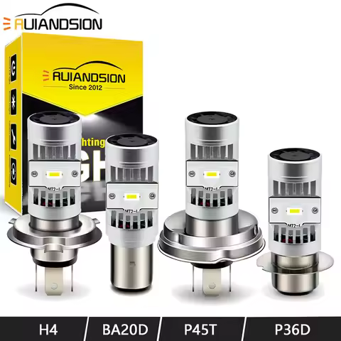 Ruiandsion 1Pcs P45T P36D BA20D H6 Motorcycle LED H4 Headlight With Fan Lamps Hi/Lo Beam 6000K White