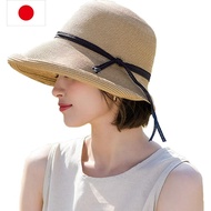 [UV cut hat] Straw hat, sun protection, newsboy, UPF 50, wide brim, small face effect, beautiful silhouette, sweat absorption and quick drying, antibacterial deodorant, folding, actress hat [directly delivered from Japan]