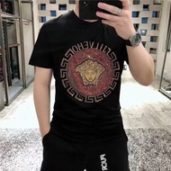 1F6C8K VERSACE34 Men's T-Shirt 2025 New Style Mercerized Cotton Street Wear Hot Rhinestone T-Shirt S