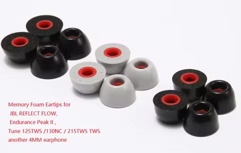 6pcs Memory Foam Ear Tips for JBL Tune 130NC Reflect Flow Endurance Peak II Tune 125TWS Universal 4m