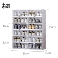 ANTBOX [พร้อมส่ง!!] ขาว ตู้รองเท้า 2 แถว 10 ชั้น 40 คู่ ติดตั้งง่าย ประตูแม่เหล็ก พับเก็บได้ มีหลายช